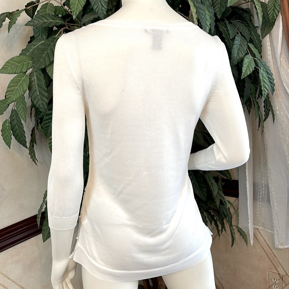 WHBM SEQUIN STRIPE LIGHTWEIGHT SWEATER - Picture 9 of 14